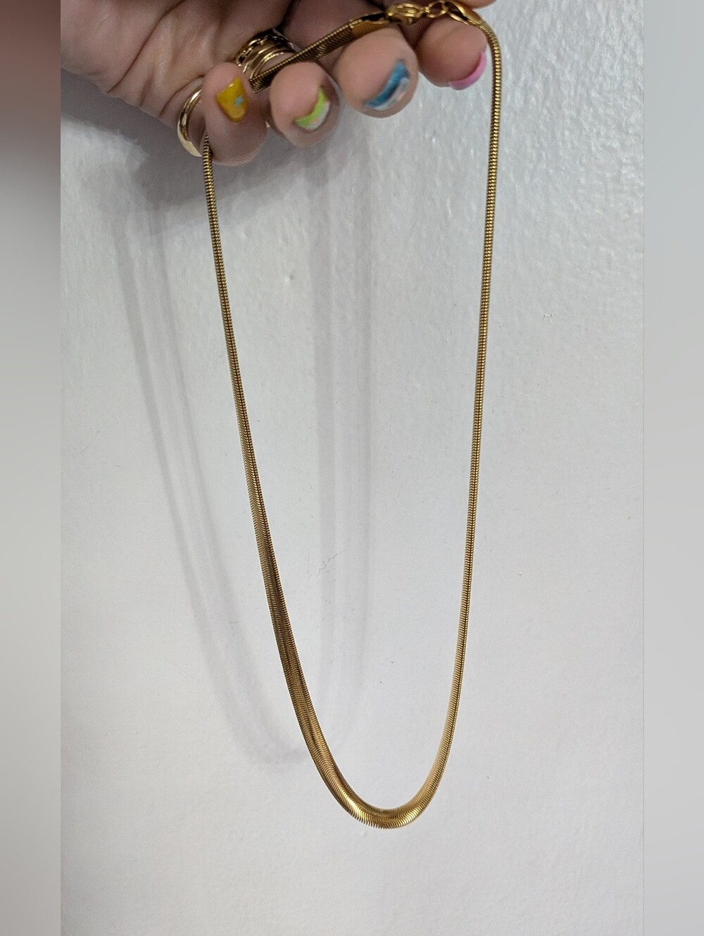 18K Gold Snake Chain Necklace Stainless Steel Tether 20" - Picture 2 of 5